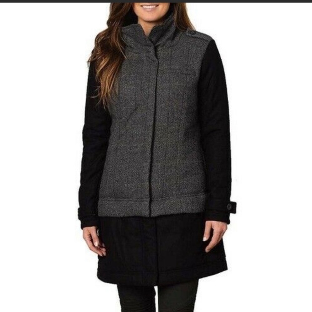 Prana caprise convertible jacket coat black gray NWT XS